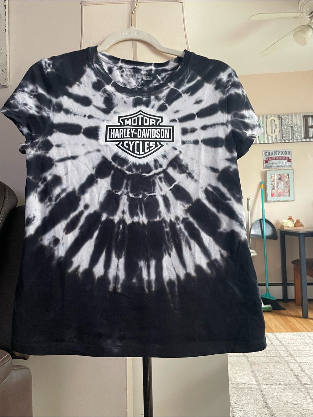 Harley-Davidson Black & White Tie-Dye Logo Tee